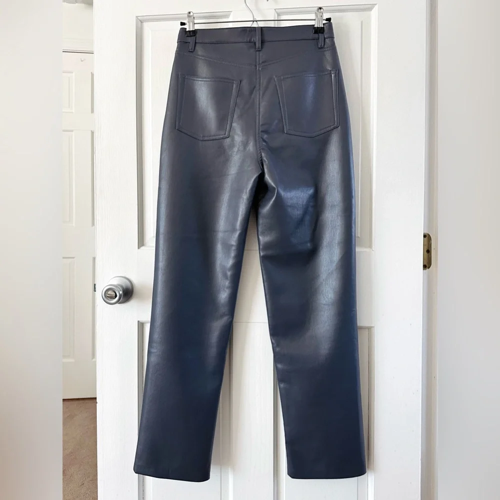 WILFRED Aritzia The Melina Pant High Waist Vegan Leather Pants Gray Charcoal 4